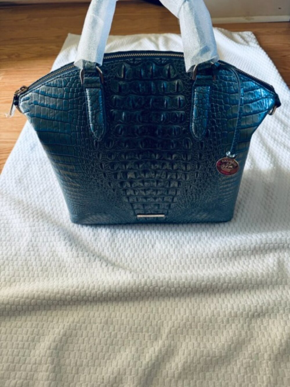 PRICE IS FIRM! NWT Brahmin LRG Duxbury Satchel Serenity Ombre Melbourne Leather - Picture 3 of 10